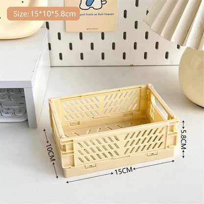 Foldable plastic storage box with handles collapsible crate for toys books snacks cosmetics and household organization