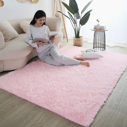 Kids rainbow fluffy area rug for bedroom playroom and living room decor