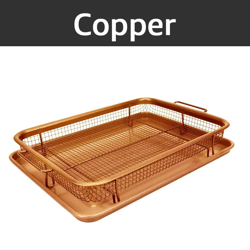 Non-stick air fryer basket baking tray for chips fries and fried foods