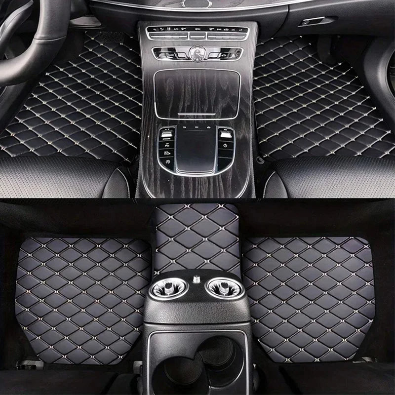 PU leather waterproof dust-proof car floor mat set for auto interior protection