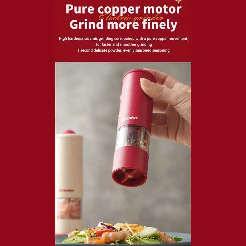 USB rechargeable electric salt and pepper grinder automatic spice mill for kitchen seasoning