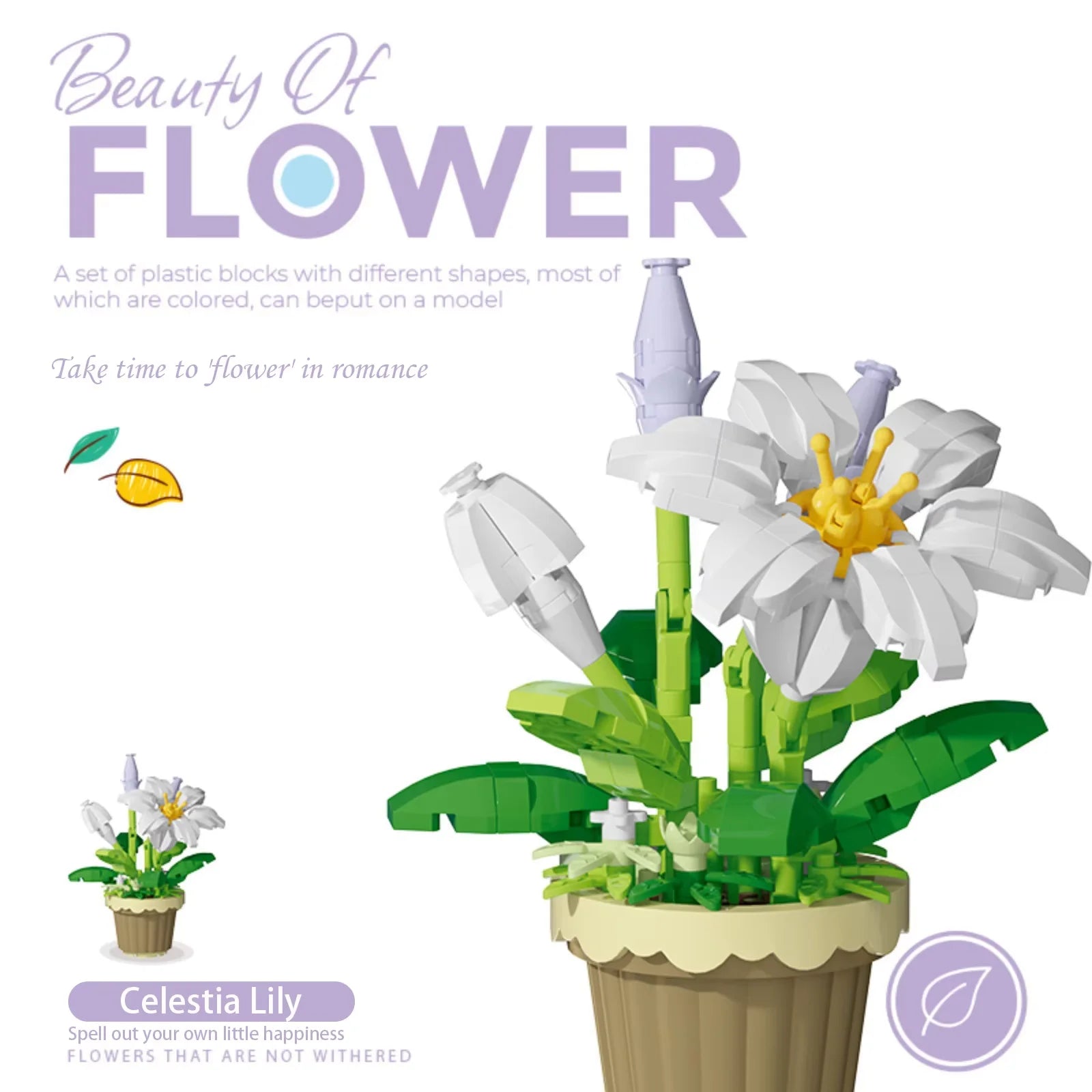 mini flower building block set with colorful potted plant designs micro self locking bricks DIY home desk decor toy gift