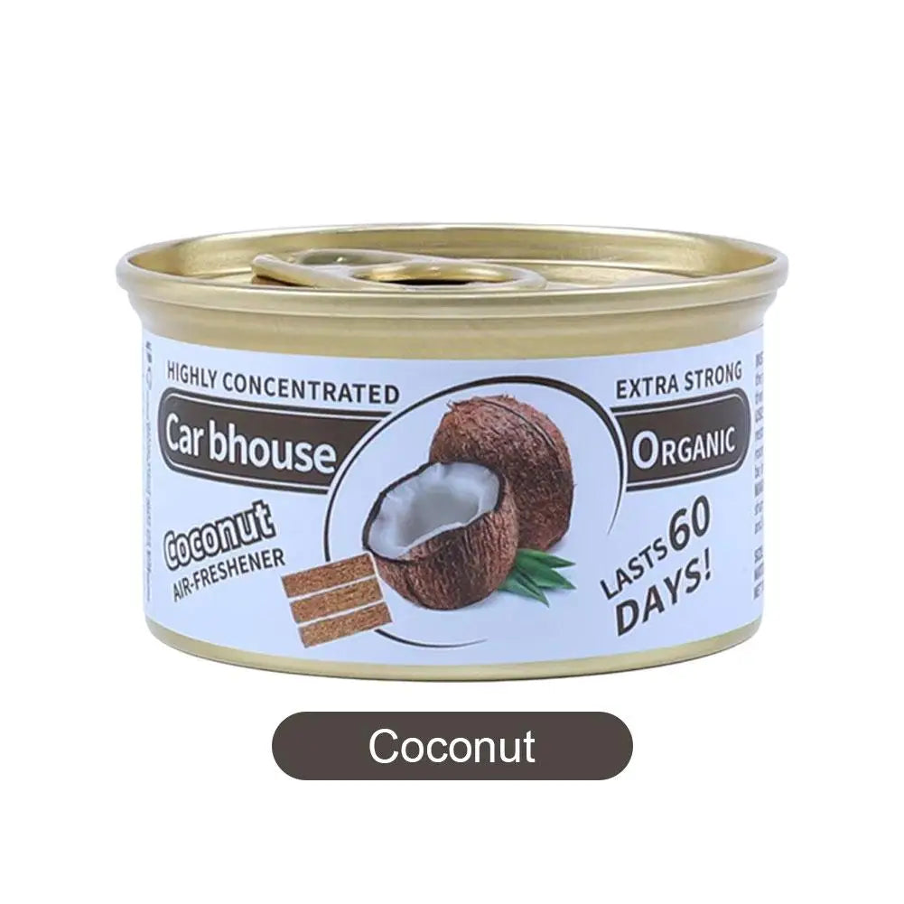Long-lasting canned car air freshener with wood block coffee flavor fragrance for vehicle interior