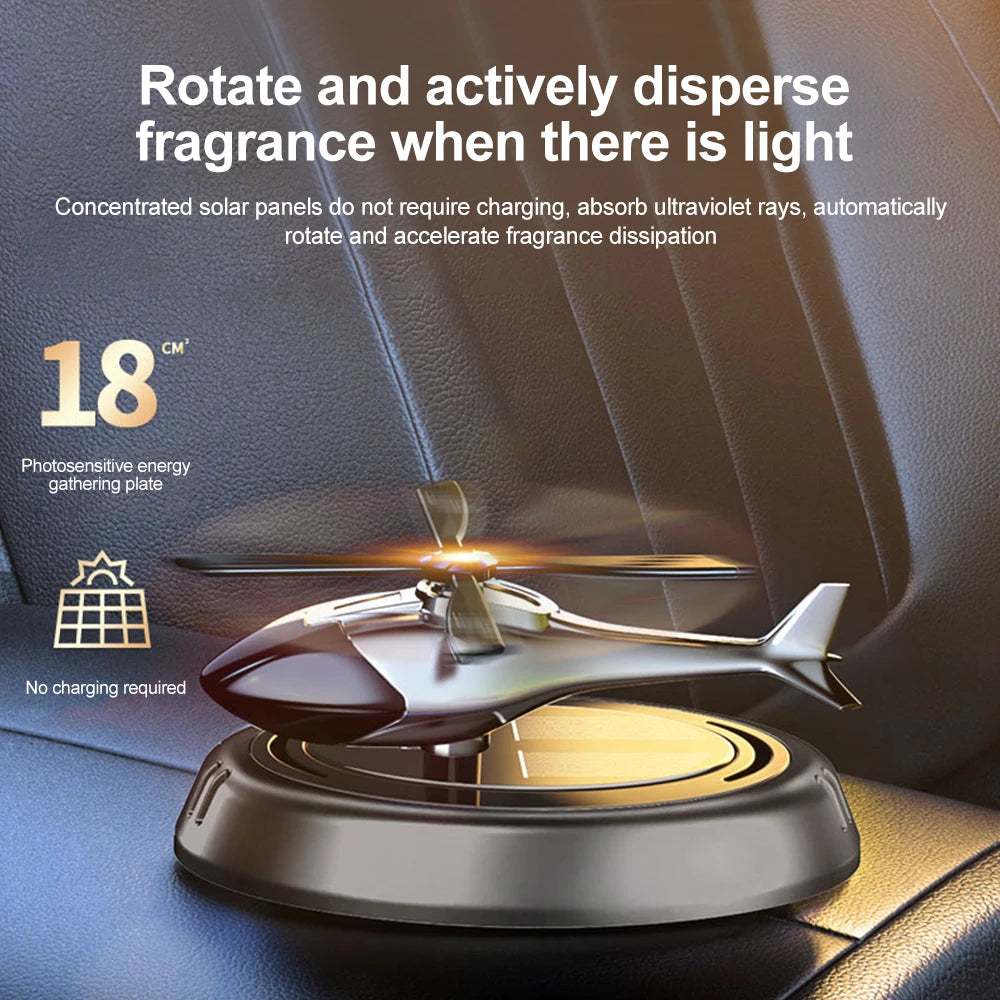 Solar powered rotating helicopter car air freshener dashboard decoration for vehicle interior