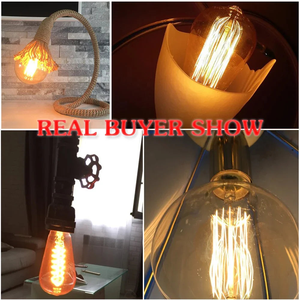 vintage Edison filament light bulb E27 ampoule style incandescent bulb for bedroom living room cafe restaurant home decor lighting