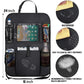 Car backseat organizer with touch screen tablet holder and storage pockets