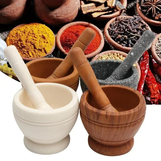 Resin mortar and pestle set for grinding garlic herbs spices ginger and seasonings in kitchen