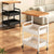3 tier rolling cart with tabletop wood and metal storage rack with wheels