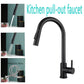Black stainless steel pull out kitchen sink faucet with single handle design