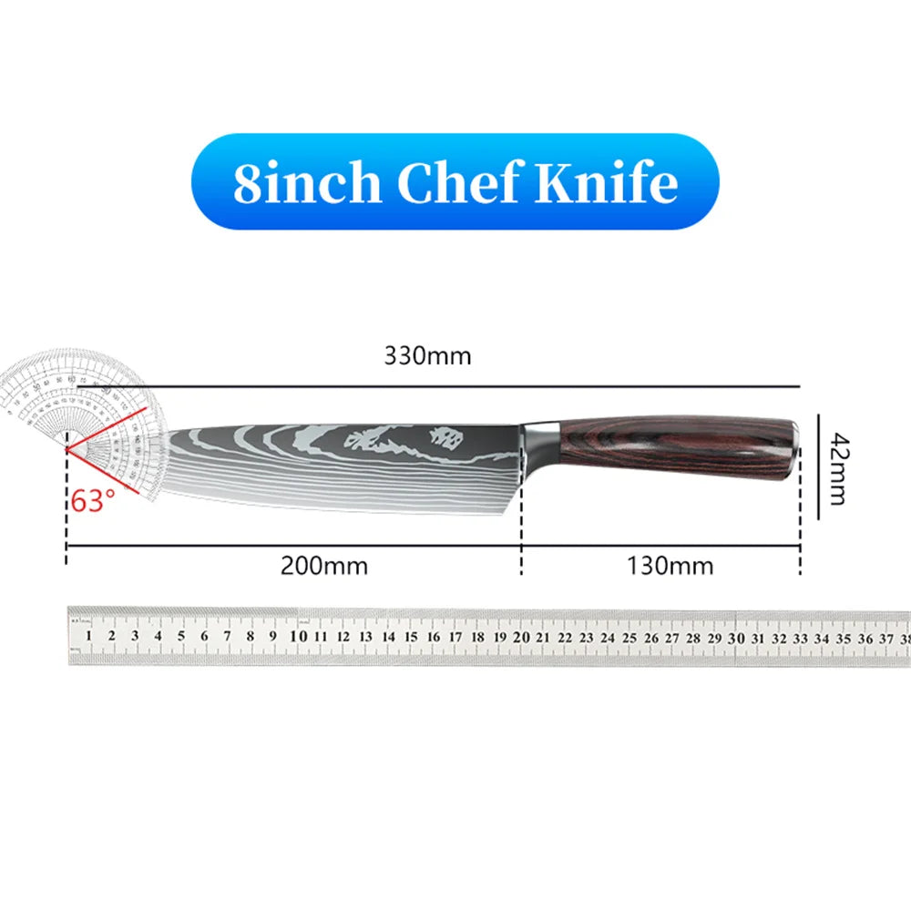 Stainless steel Japanese chef knife meat cleaver kitchen knife with gift box
