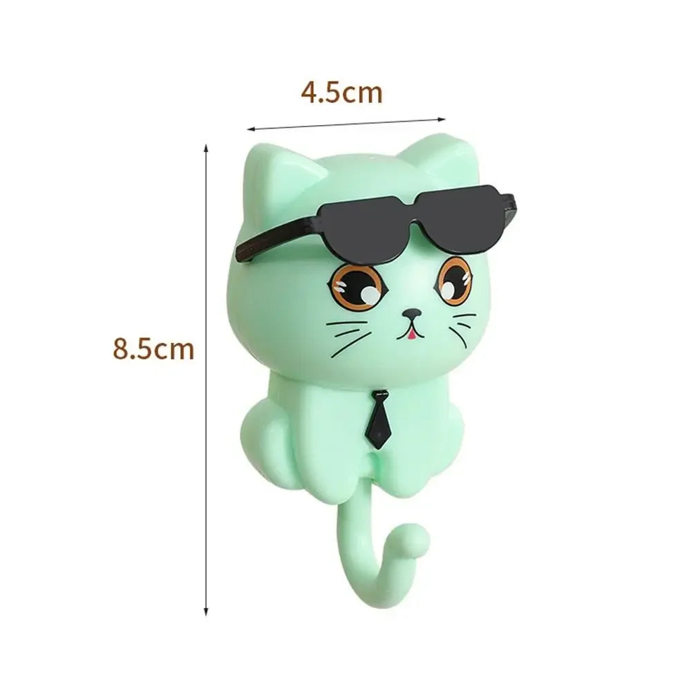 Cute cartoon cat waterproof wall hooks for keys and home decoration
