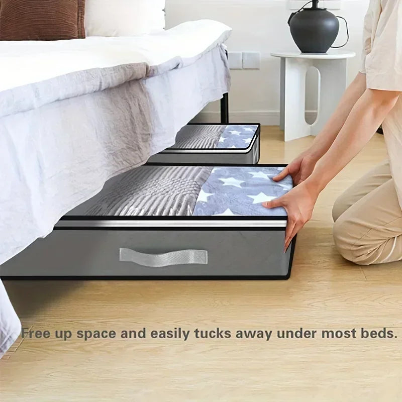 Dustproof under bed storage box with reinforced handles for bedroom organization