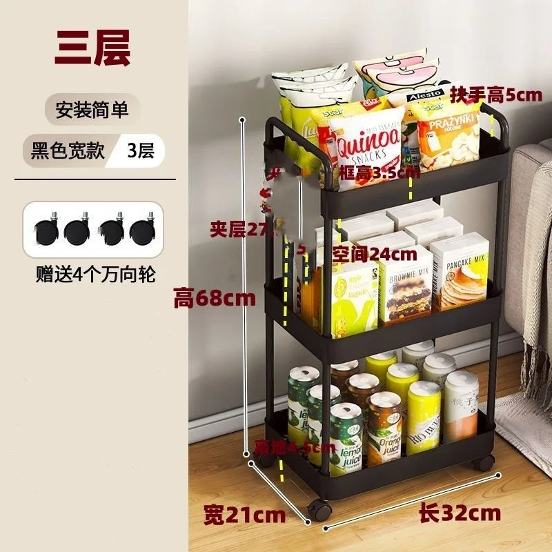 4 wheel rolling storage cart for bathroom kitchen and snack organization