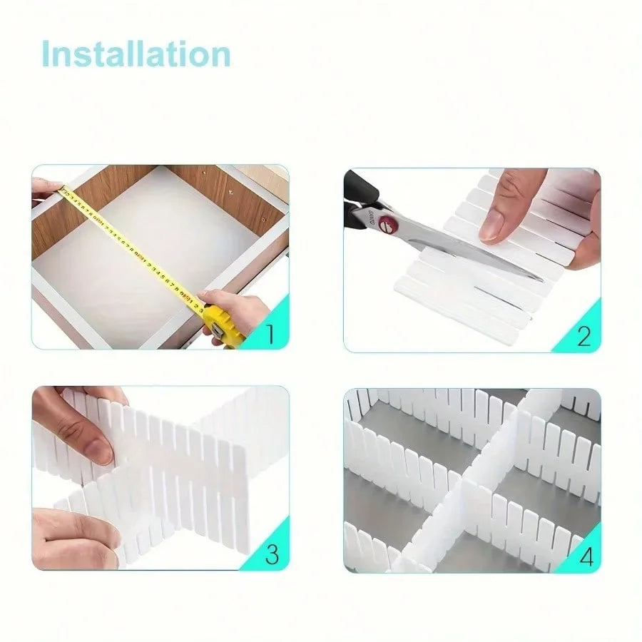 Adjustable plastic drawer organizer dividers reusable PP storage partitions for desk kitchen office drawer organization