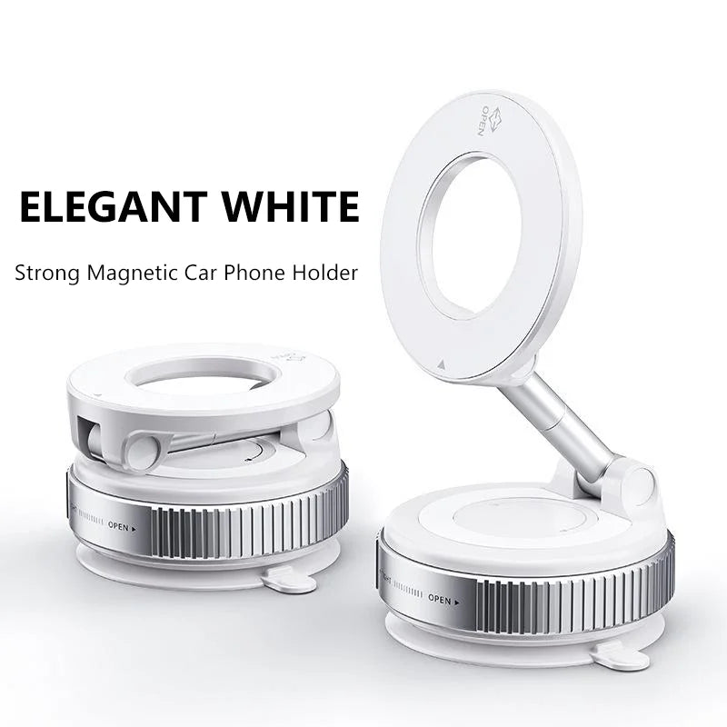 Magnetic foldable car phone holder with 360 degree adjustable suction mount