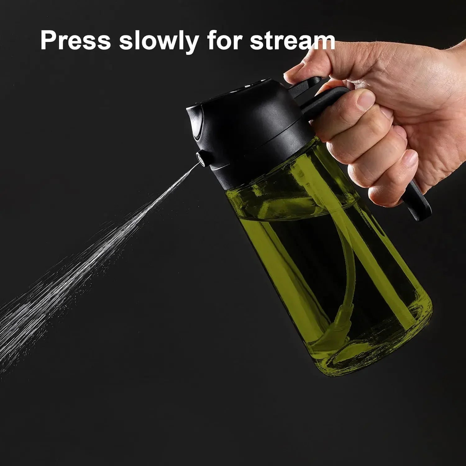 2-in-1 dark glass olive oil sprayer and dispenser bottle for kitchen cooking oil vinegar and salad use