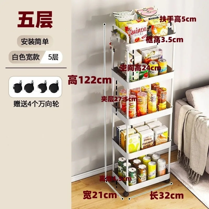 4 wheel rolling storage cart for bathroom kitchen and snack organization