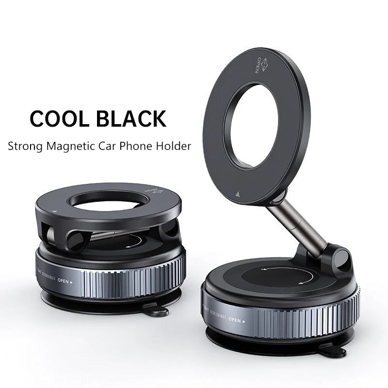 Magnetic foldable car phone holder with 360 degree adjustable suction mount