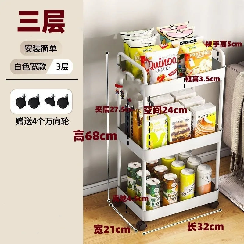 4 wheel rolling storage cart for bathroom kitchen and snack organization