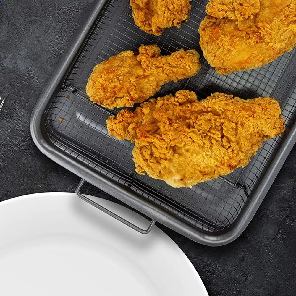 Non-stick air fryer basket baking tray for chips fries and fried foods