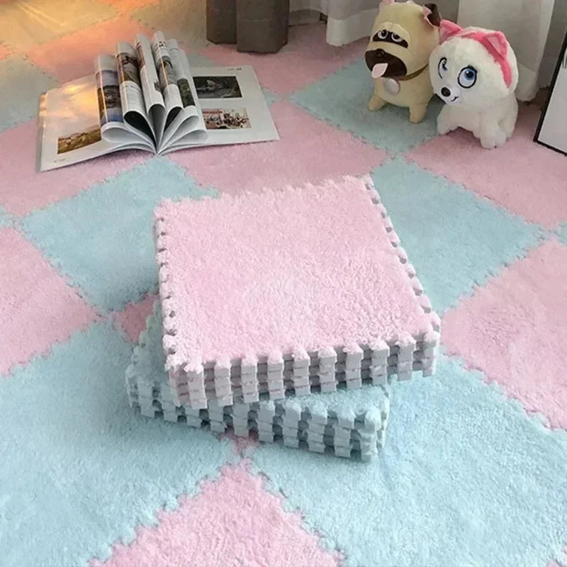30x30cm plush puzzle foam floor mat square interlocking carpet for living room