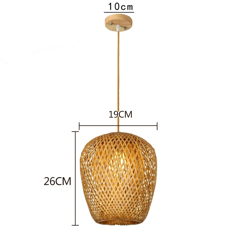 hand knitted bamboo pendant hanging lamp natural woven ceiling light fixture for bedroom dining room restaurant cafe and home decor