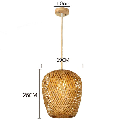hand knitted bamboo pendant hanging lamp natural woven ceiling light fixture for bedroom dining room restaurant cafe and home decor
