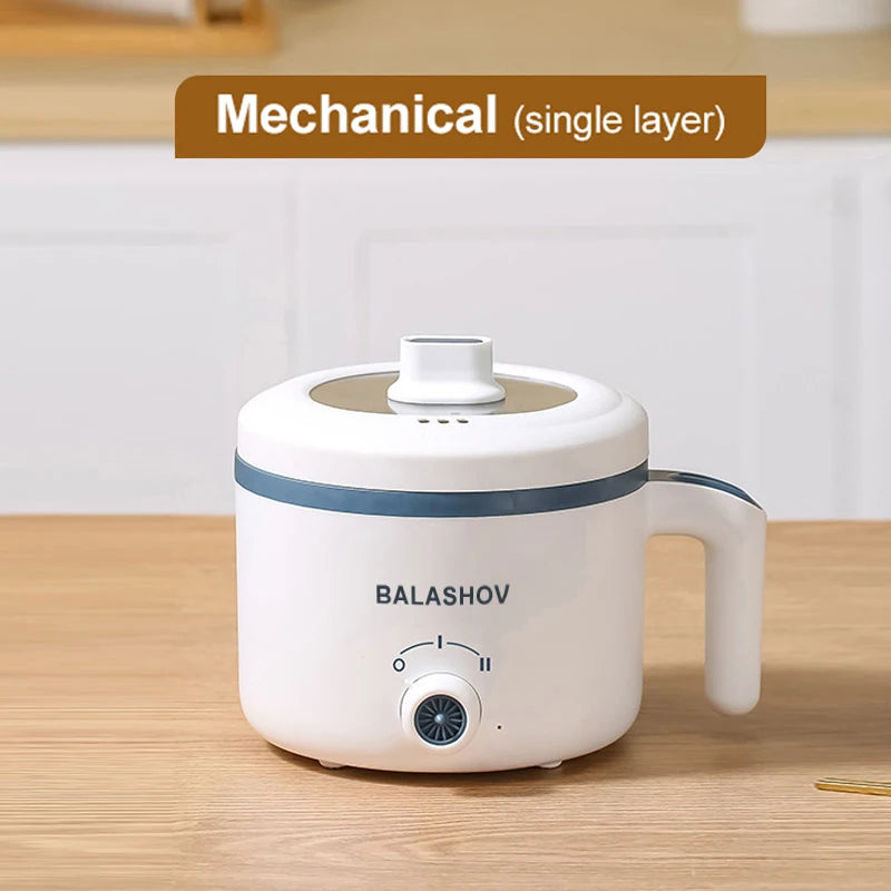 1.7L electric rice cooker with non-stick inner pot and steaming basket for 2-3 people