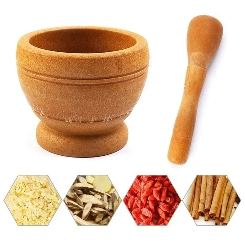 Resin mortar and pestle set for grinding garlic herbs spices ginger and seasonings in kitchen