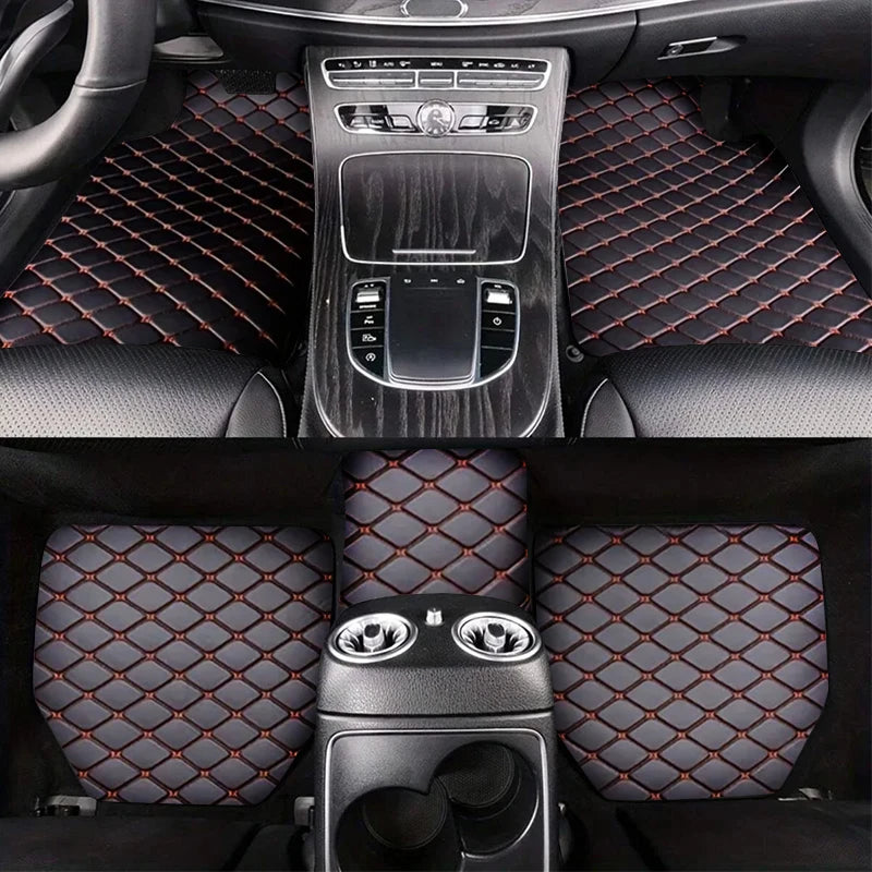 PU leather waterproof dust-proof car floor mat set for auto interior protection