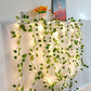 battery powered green leaf vine fairy lights with LED bulbs for bedroom wall garden Christmas wedding party and home decor