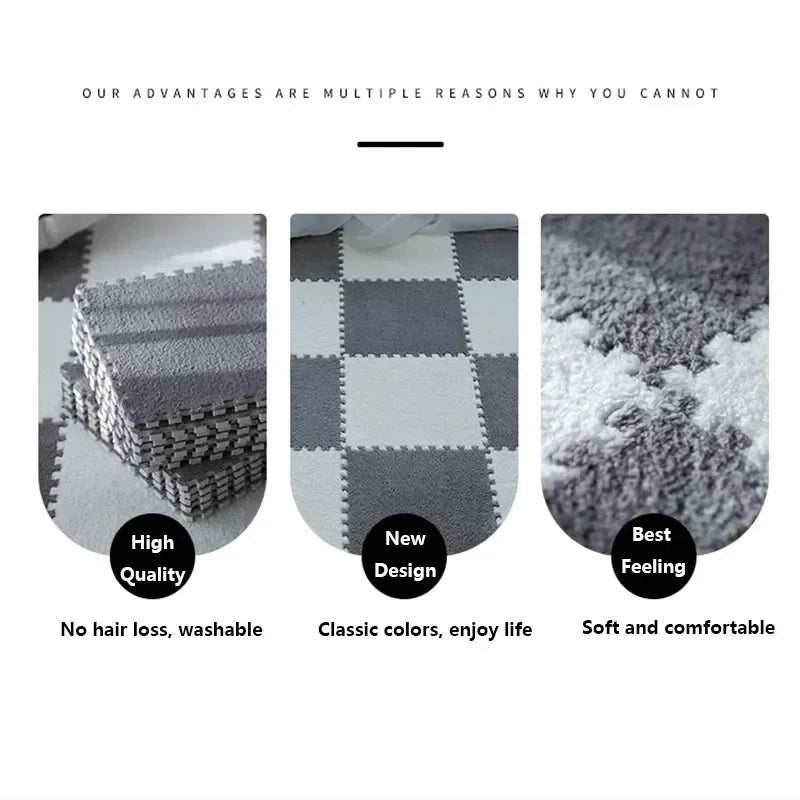 30x30cm plush puzzle foam floor mat square interlocking carpet for living room