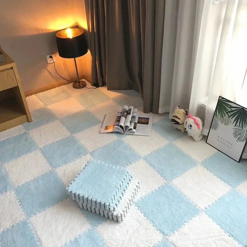 30x30cm plush puzzle foam floor mat square interlocking carpet for living room