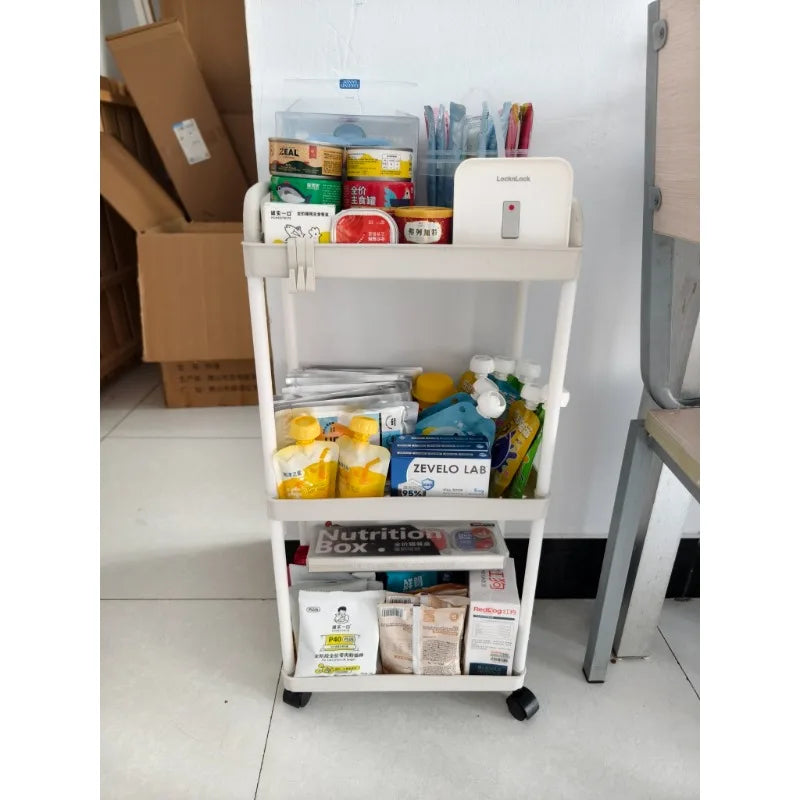 4 wheel rolling storage cart for bathroom kitchen and snack organization