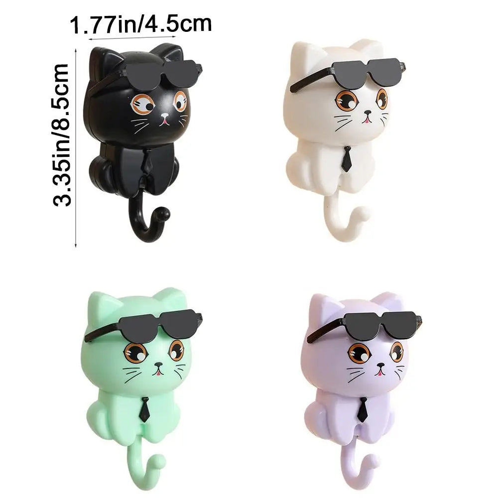 Cute cartoon cat waterproof wall hooks for keys and home decoration