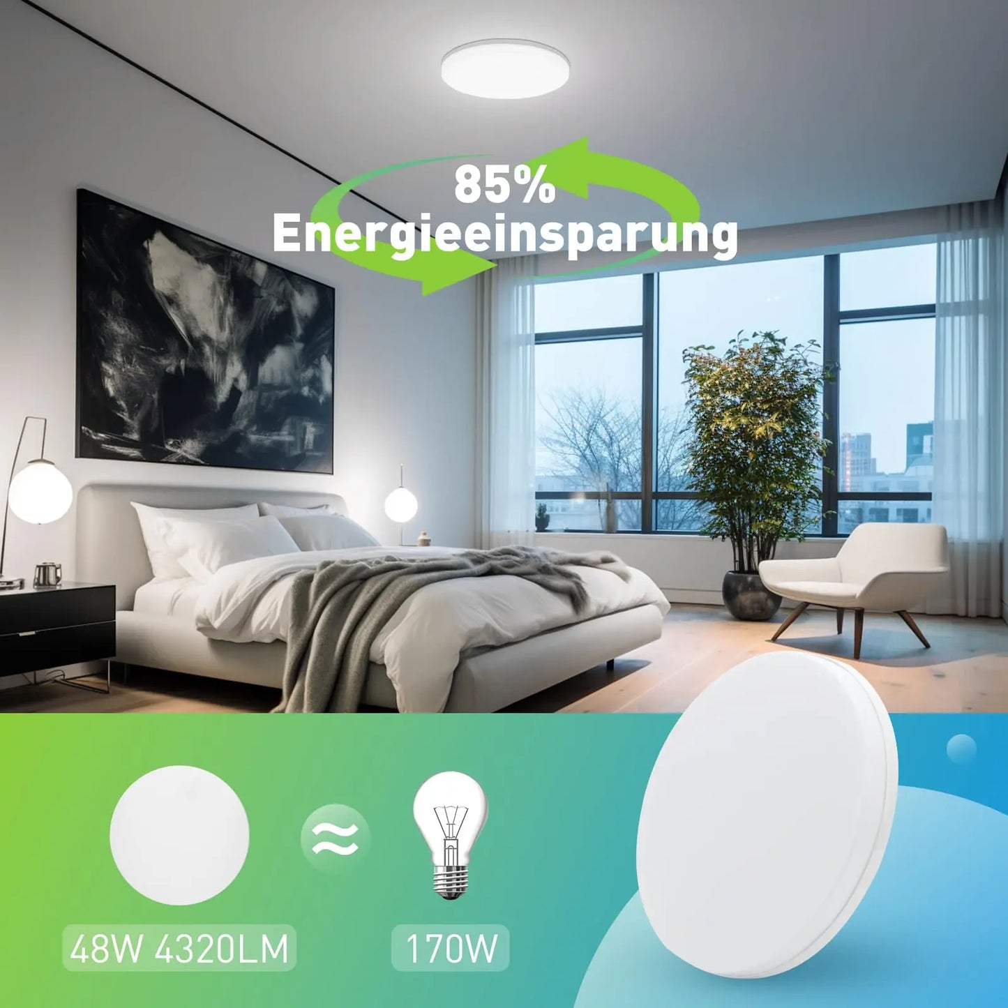 Modern round LED ceiling light fixture for bedroom kitchen and living room