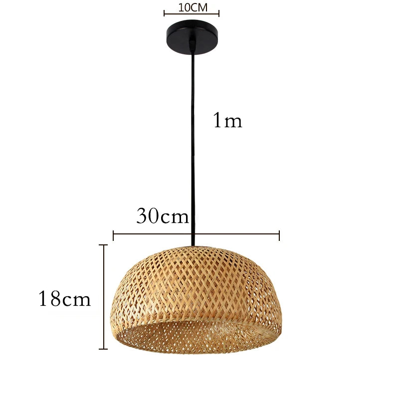 hand knitted bamboo pendant hanging lamp natural woven ceiling light fixture for bedroom dining room restaurant cafe and home decor