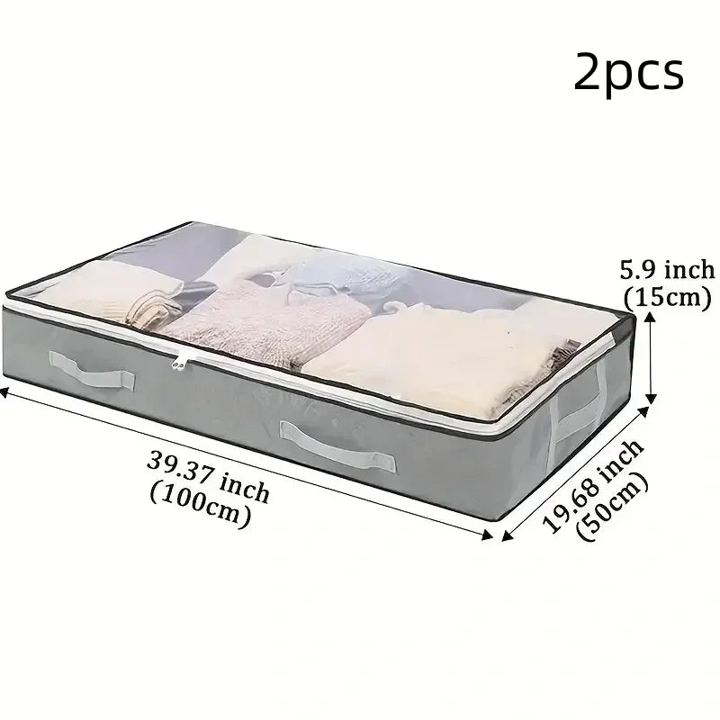 Dustproof under bed storage box with reinforced handles for bedroom organization