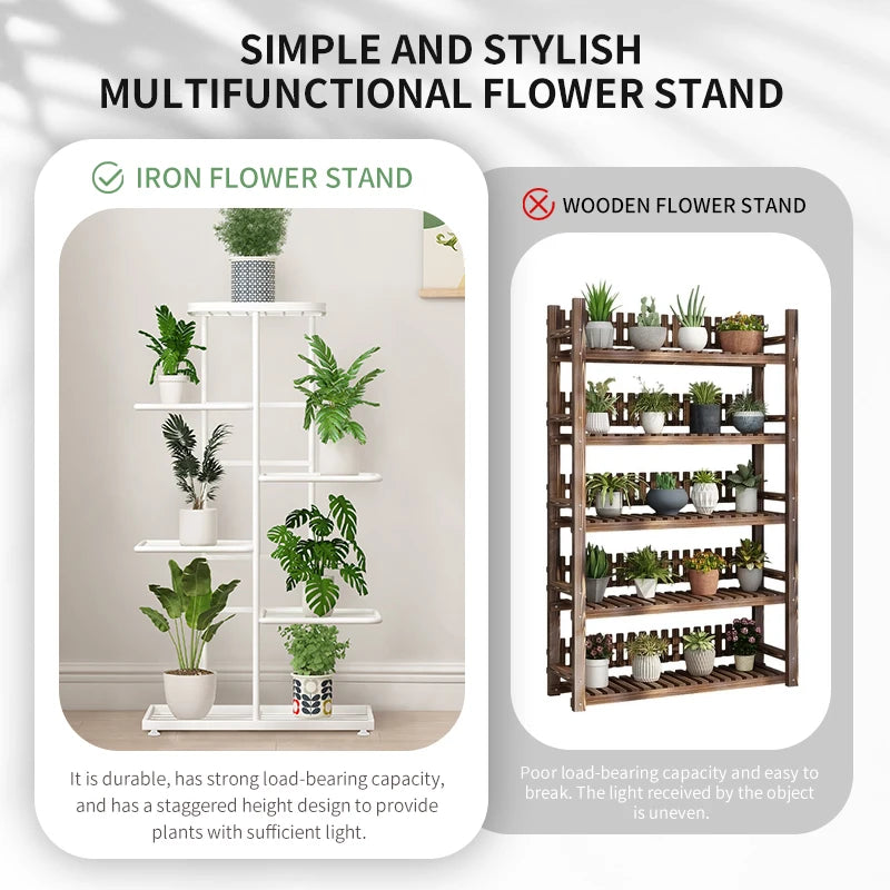 multi-tier iron plant stand flowerpot organizer for flowers succulents herbs balcony patio and garden decor