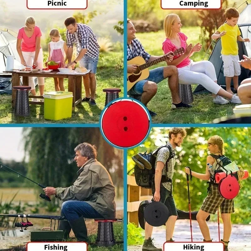 Portable telescopic folding stool for hiking camping fishing travel and outdoor seating