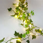 battery powered green leaf vine fairy lights with LED bulbs for bedroom wall garden Christmas wedding party and home decor