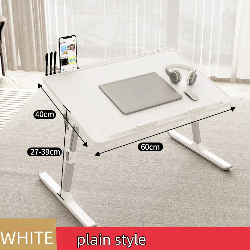 Adjustable laptop bed tray table with storage drawer for bed sofa and home office