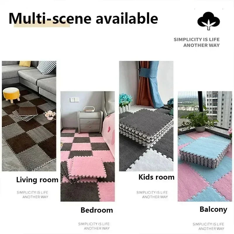 30x30cm plush puzzle foam floor mat square interlocking carpet for living room