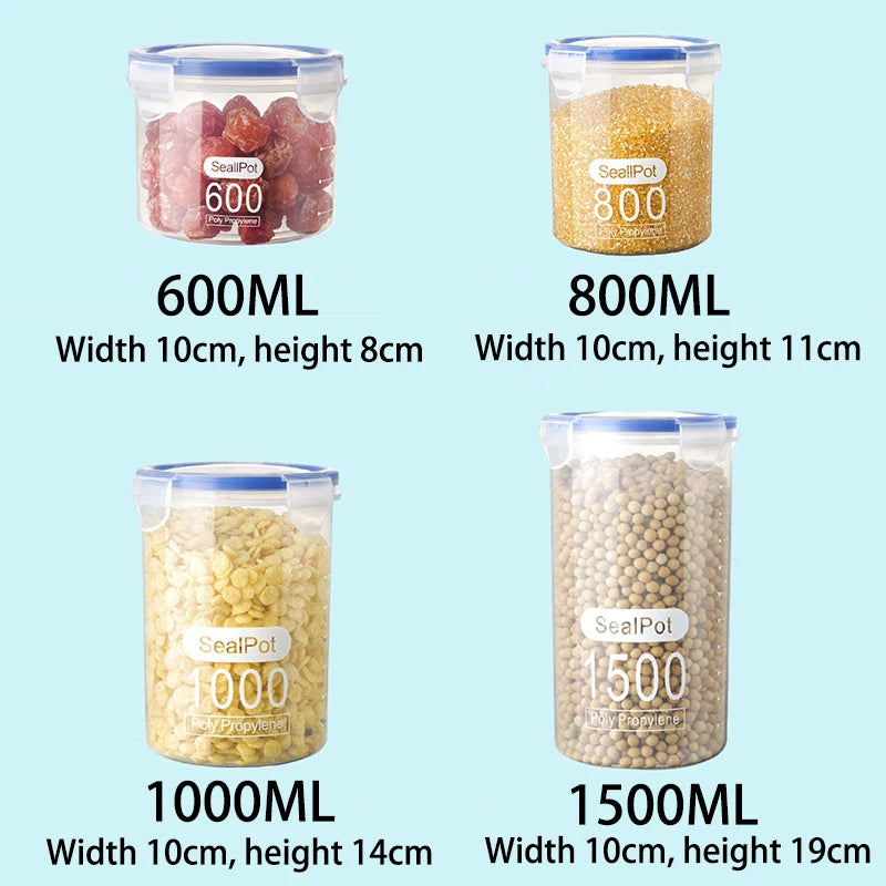Transparent airtight food storage container for kitchen pantry grains cereal rice beans and snacks