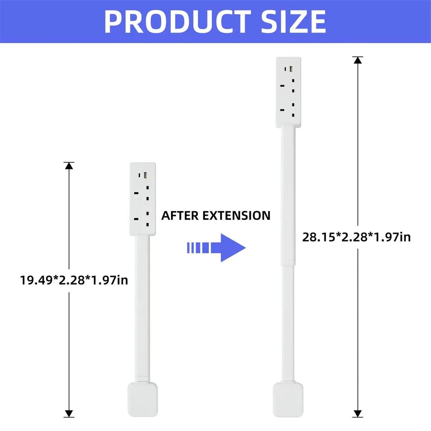 180 degree rotating power outlet extender with USB-A USB-C and 3 AC outlets