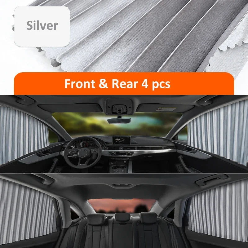 2PCS magnetic car window sunshade curtain for UV protection and privacy