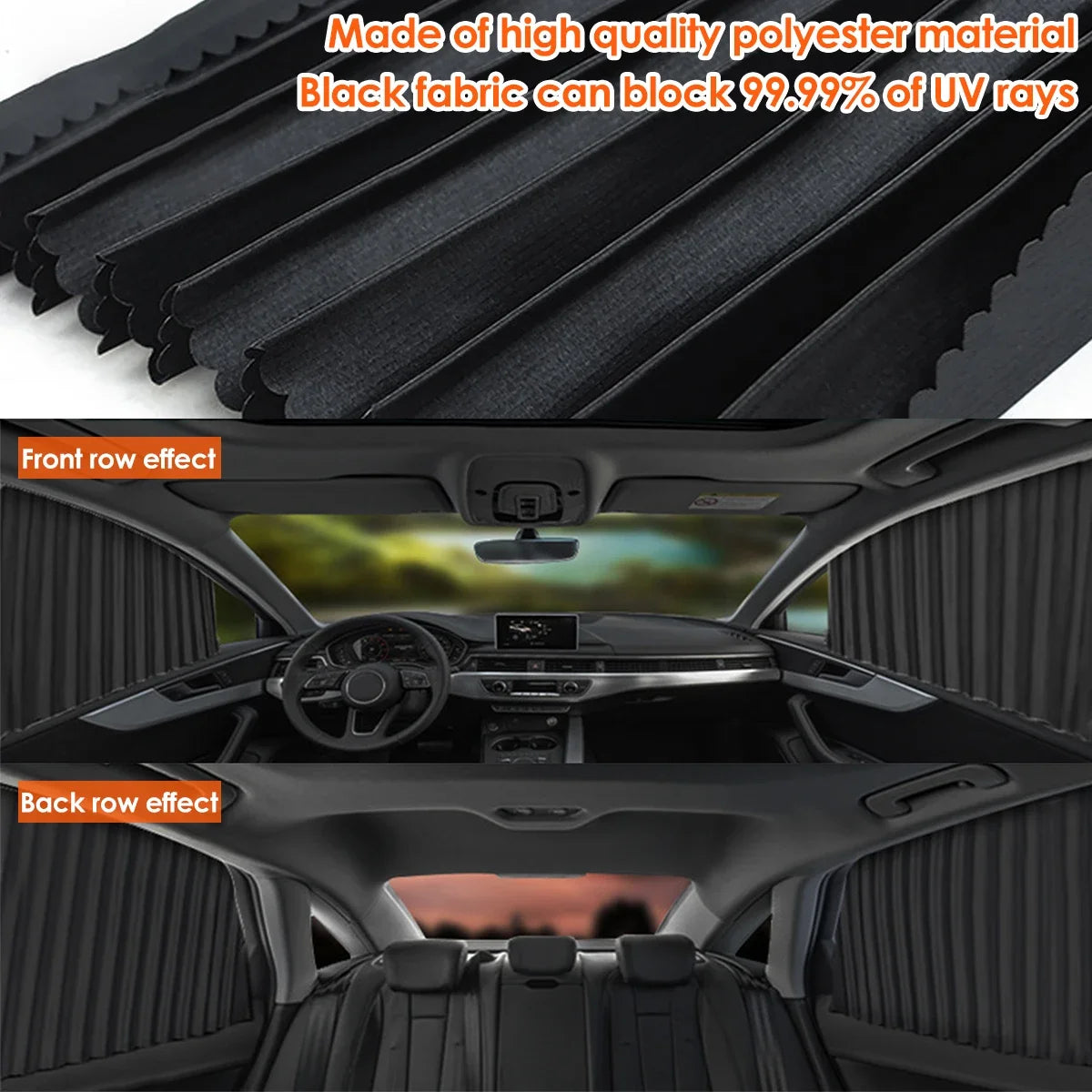 2PCS magnetic car window sunshade curtain for UV protection and privacy
