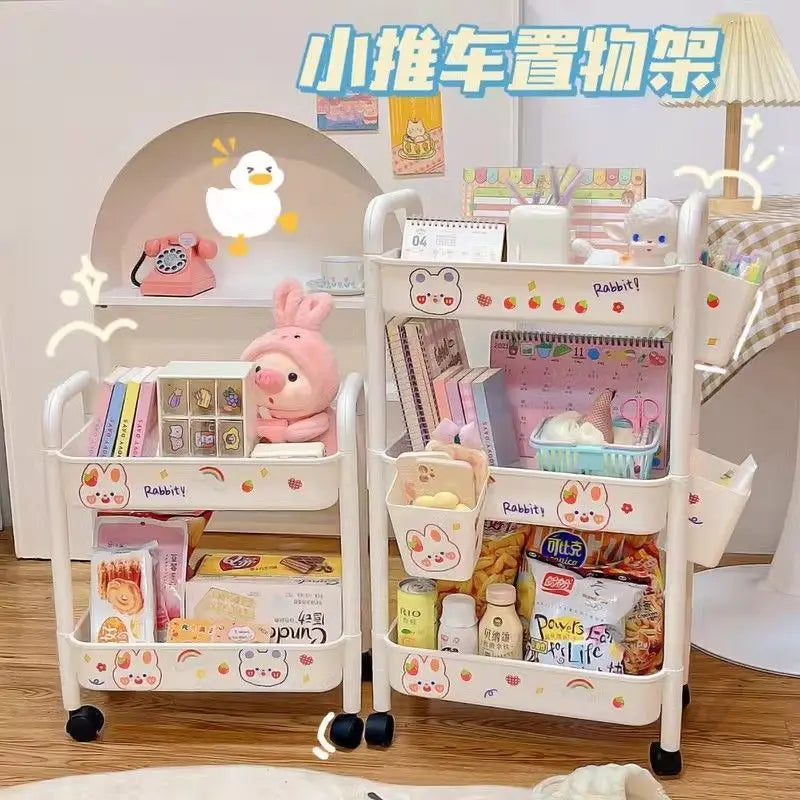 4 wheel rolling storage cart for bathroom kitchen and snack organization