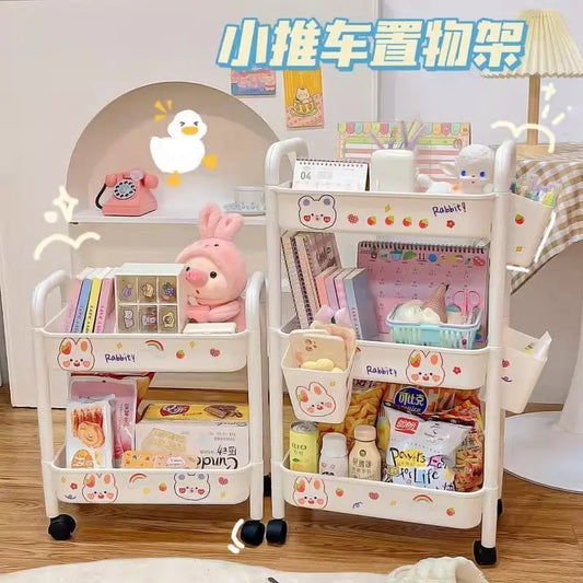 4 wheel rolling storage cart for bathroom kitchen and snack organization