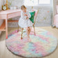 Round fluffy soft area rug for kids girls room princess bedroom decor